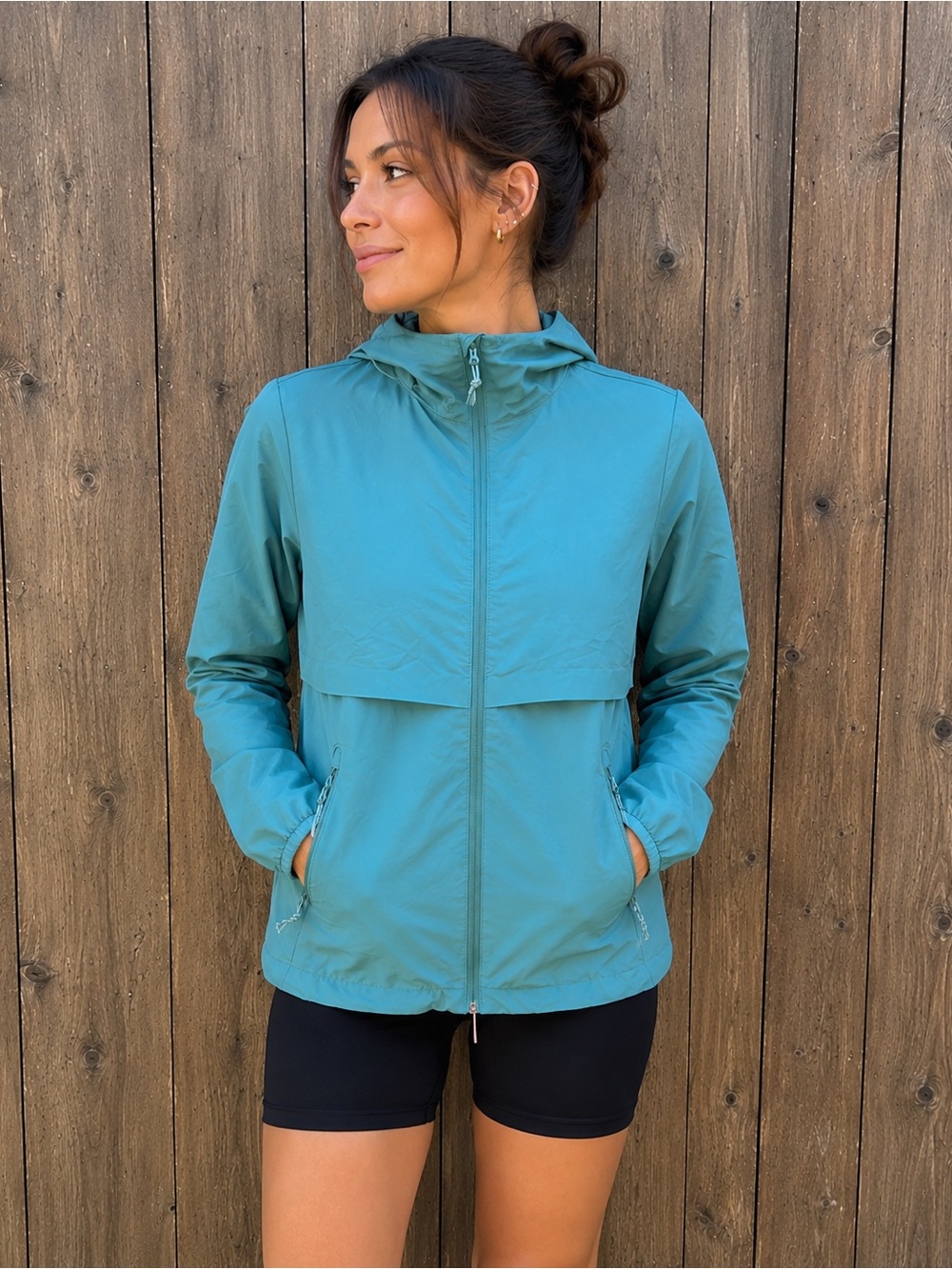 Champion Hiking Polyester Windbreaker Rain Jacket with Hood Womens Size XS